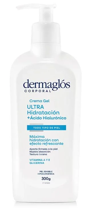 DERMAGLOS CR.GEL CORPORAL HIDRAT.C/A.HIALURONICO X 300 ML (12)
